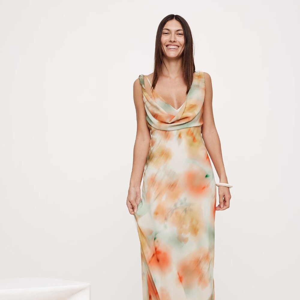 Banana Republic Floral Twisted Shoulder Dress